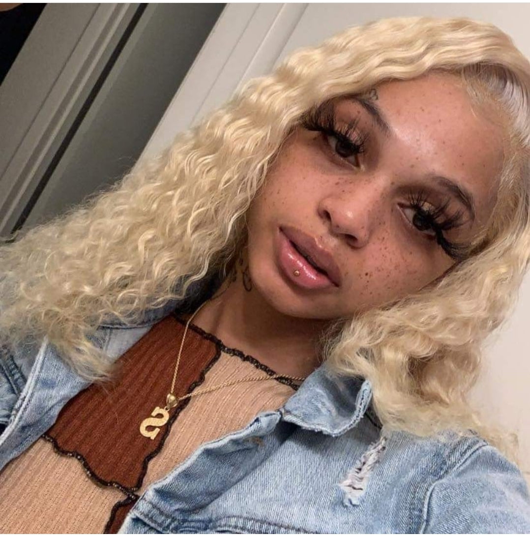 Blonde 613 Deep Wave Frontal Transparent Lace Wig