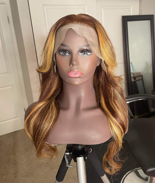 Brown And Blonde Transparent Frontal Lace Wig